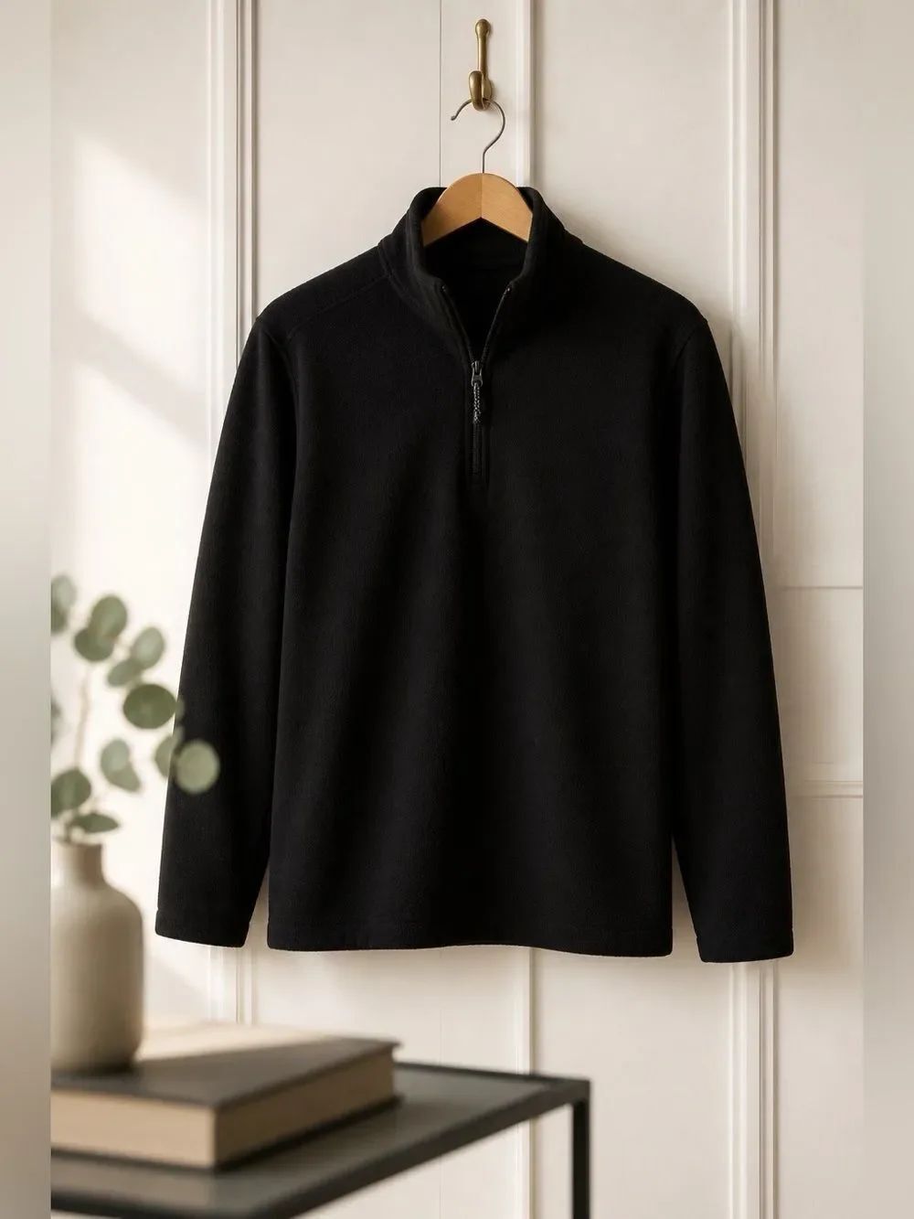 St. John's Bay Men's Black Half-Zip Fleece Pullover